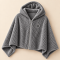 Cosy heated shawl in Grey, hooded zip-up plush wrap